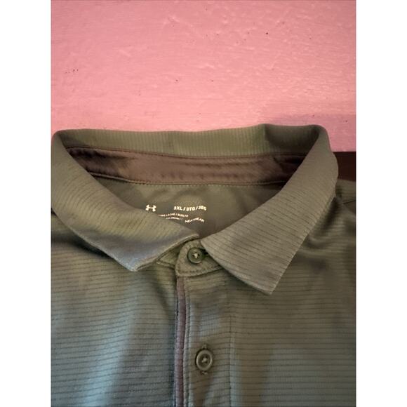 Mens UNDER ARMOUR Green Polo Shirt 3xl Heatgear - Picture 5 of 6